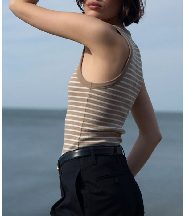 The Not So Basic Tank - Chai Stripe
