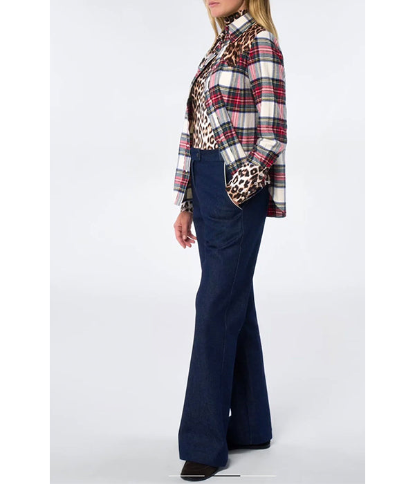 Western Shirt - Mix Red Green Ecru Tartan