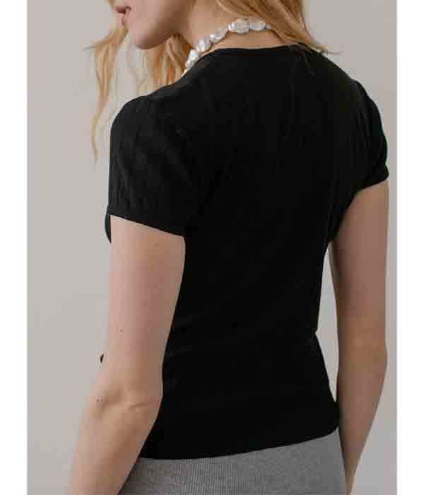 The Pointelle Baby Tee - Jet