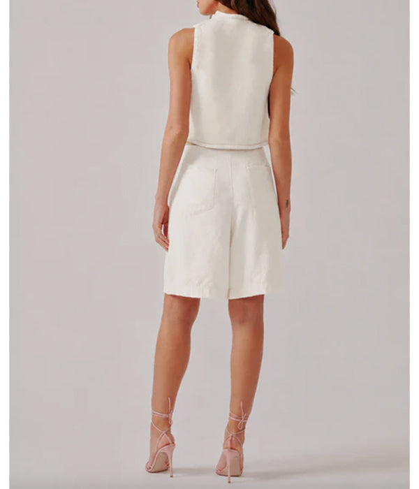 Giada Roll Neck Tank - Gardenia