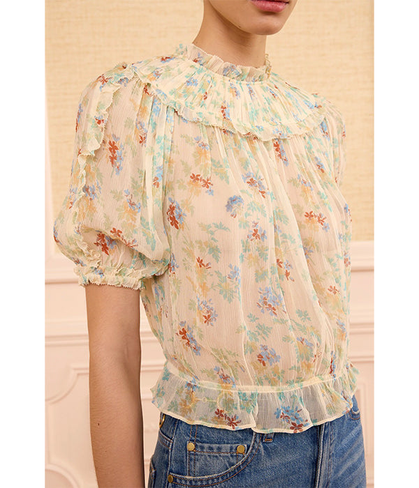 Solenne Silk Top - Moon Petal