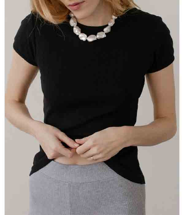 The Pointelle Baby Tee - Jet