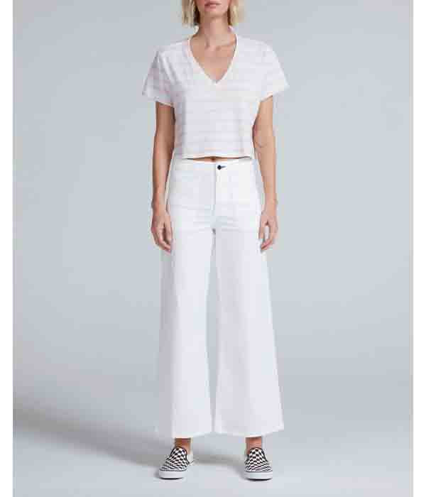 Shrunken V Tee - Thin Pink Stripe