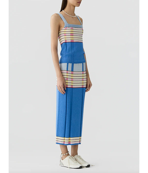 Plaited Rib Tank - Delft Blue Combo