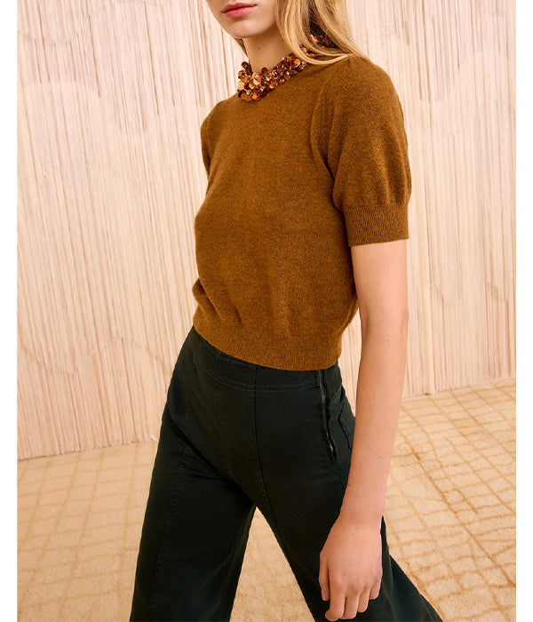 Liv Cashmere Knit Top - Umber