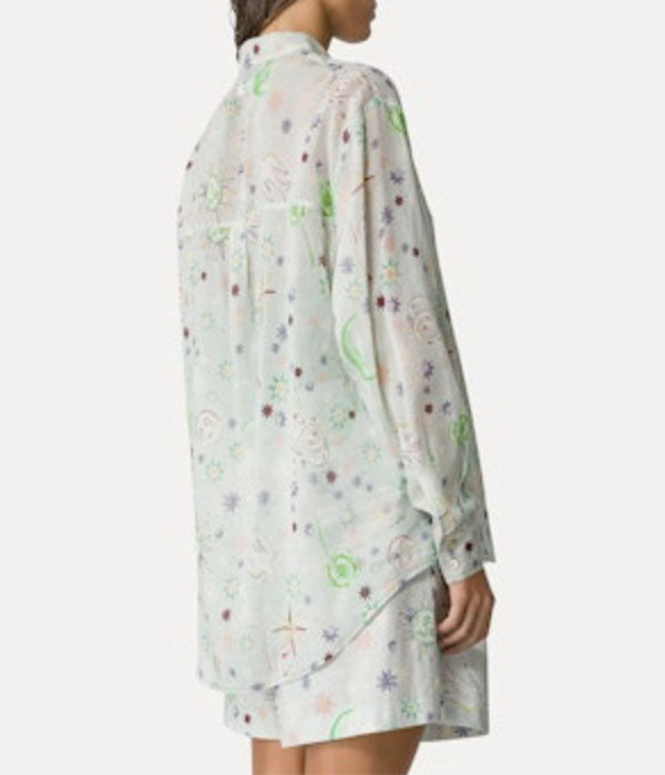 Love Alchemy Oversized Silk and Cotton Voile Shirt - Paradise