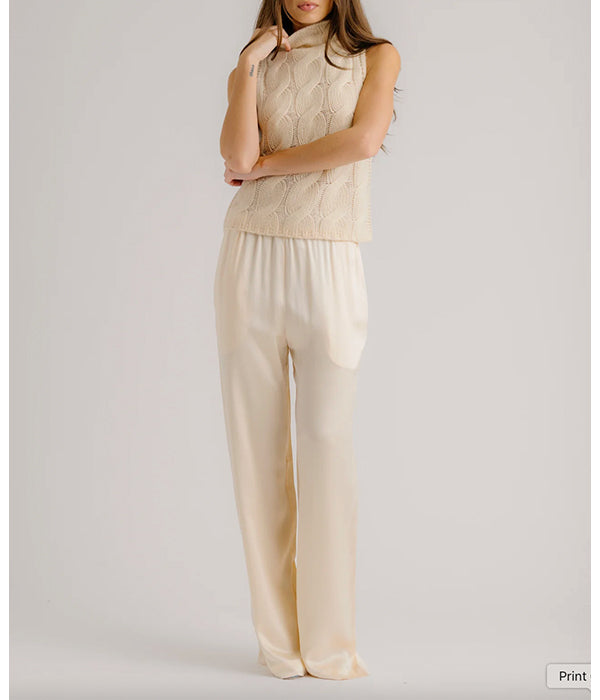 Salvia Sleeveless Cable Turtleneck - Buttercup