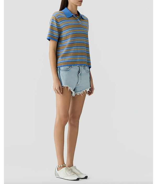 Short Sleeve Striped Rugby - Delft Blue Combo