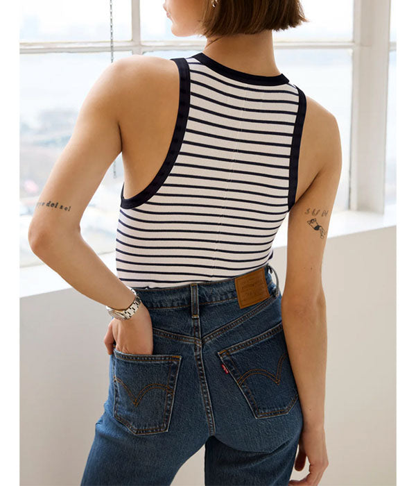 The Not So Basic Tank - Navy Stripe