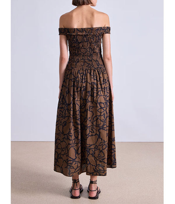 Britt Off The Shoulder Dress - Chocolate
