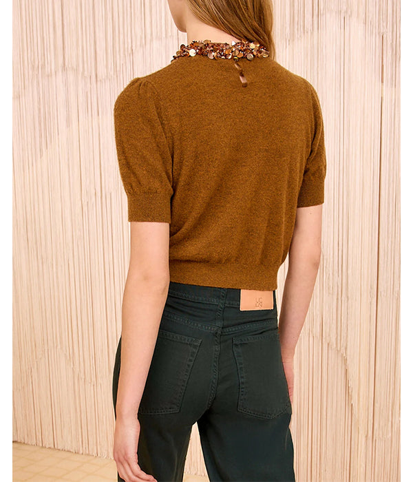 Liv Cashmere Knit Top - Umber