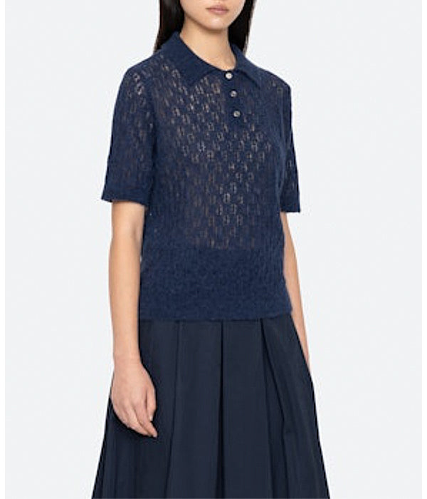Teagan Short Sleeve Sweater - Navy