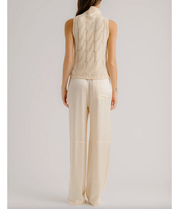 Salvia Sleeveless Cable Turtleneck - Buttercup