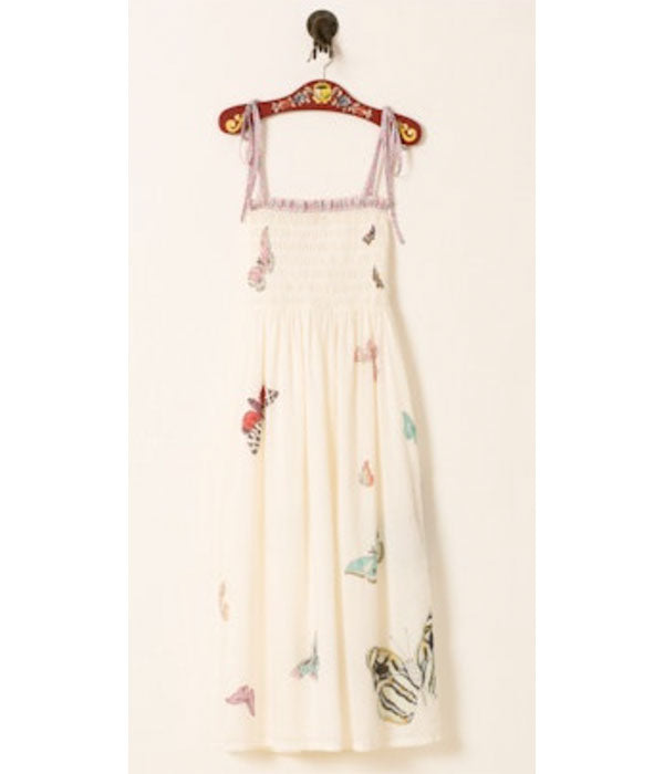 Kaia Dress - White Butterfly Garden