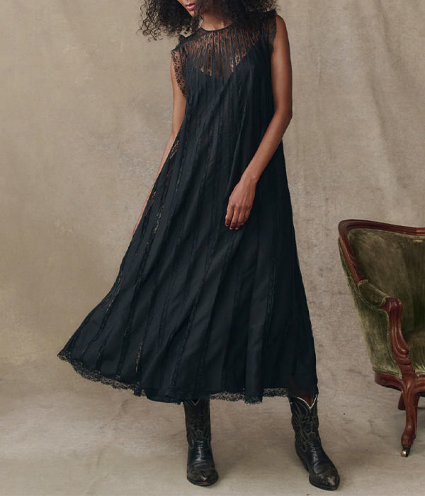 The Keepsake Lace Column Dress - Black