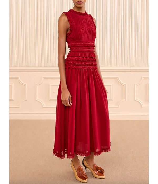 Etta Sleeveless Silk Dress - Cerise