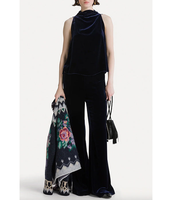 Viscose and Silk Velvet Top - Night