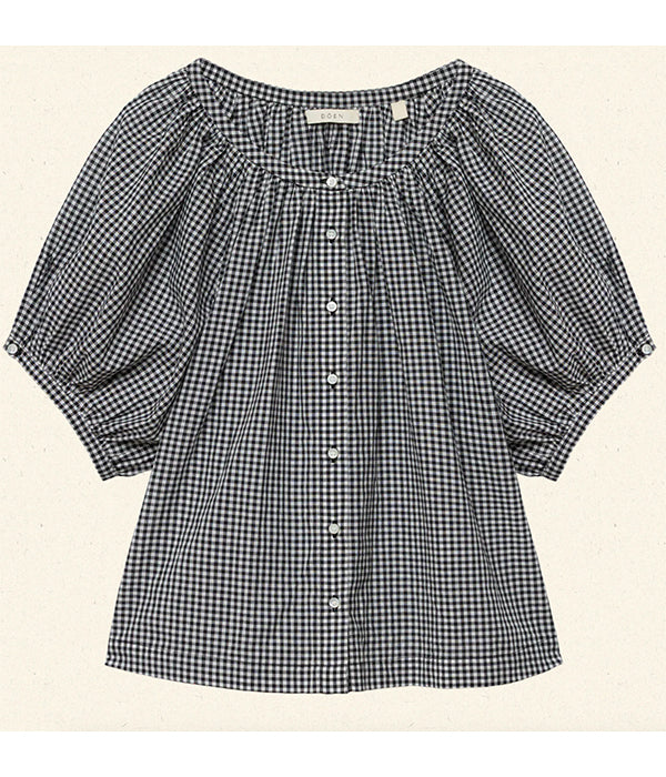 June Top - Noir La Maddalena Gingham