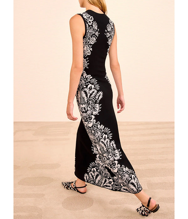 Liana Jacquard Midi Dress - Noir