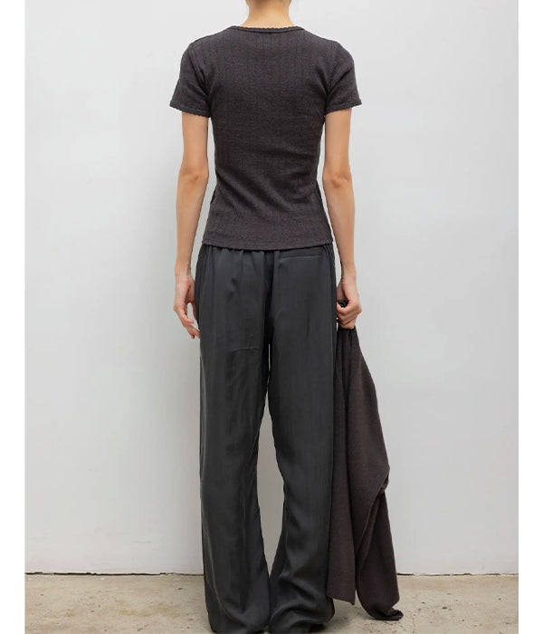 Pointelle Slim Fit Tee - Hickory Melange