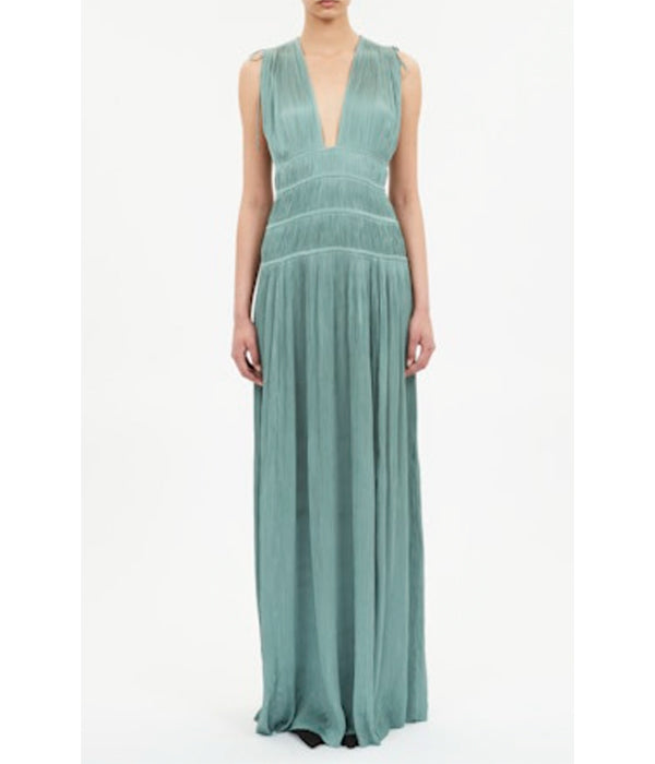 Tasneem Deep V Gown - Sea Glass