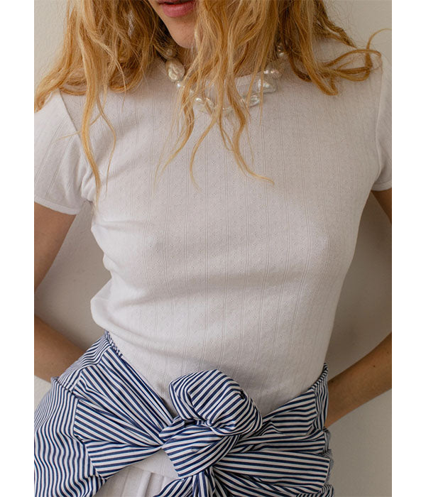 The Pointelle Baby Tee - Powder