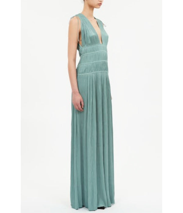 Tasneem Deep V Gown - Sea Glass