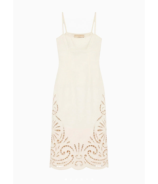 Jane Eyelet Denim Dress - Cowrie