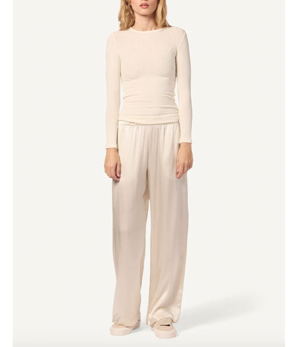 Quincy RIbbed Fitted Crewneck -Gardenia