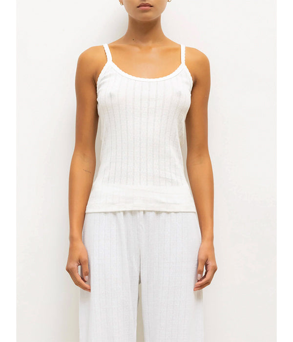 Pointelle tank Top - White