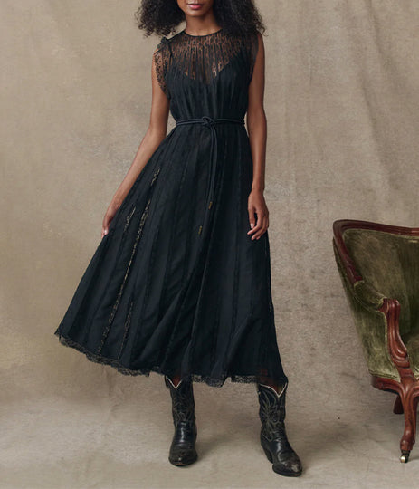 The Keepsake Lace Column Dress - Black