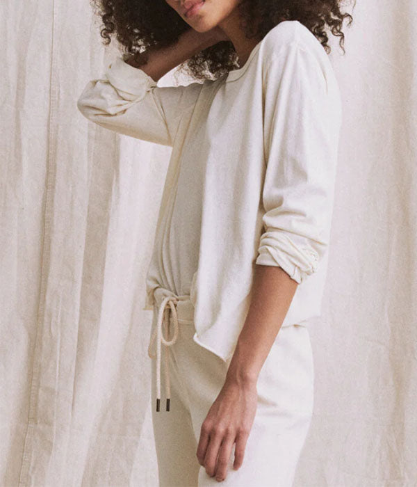 The Long Sleeve Crop Tee - Washed White
