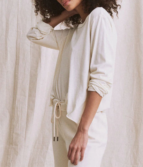 The Long Sleeve Crop Tee - Washed White