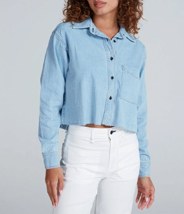 Cropped Denim Shirt - Indigo
