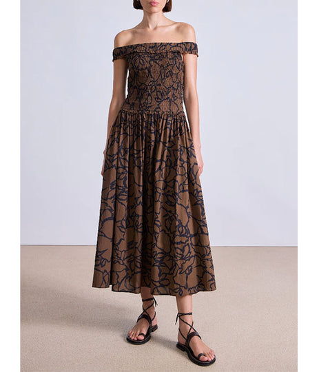 Britt Off The Shoulder Dress - Chocolate