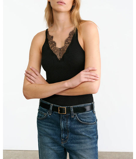 Aronia Silk Tank - Black