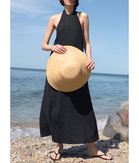 The Fete Linen Dress - Black