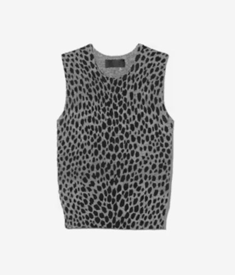 Nessa Sweater Tank - Pebble Grey Heather/Black Cheetah