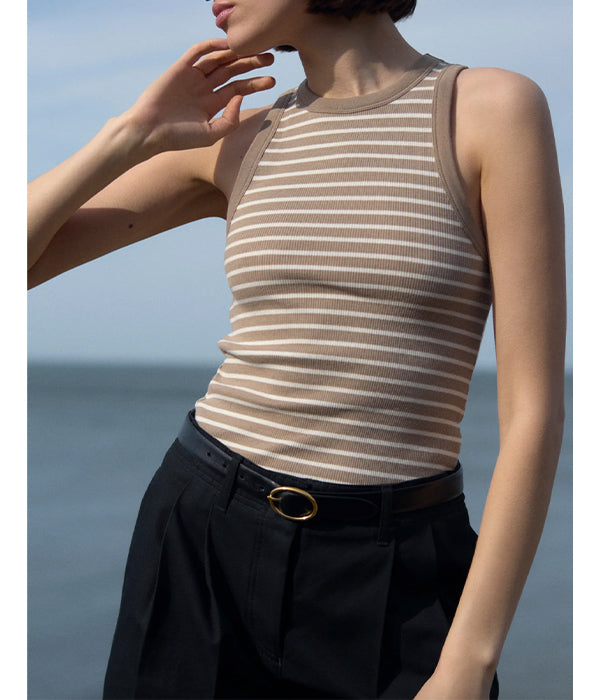The Not So Basic Tank - Chai Stripe