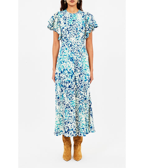 Blithe Flutter Sleeve Dress - Atlantic
