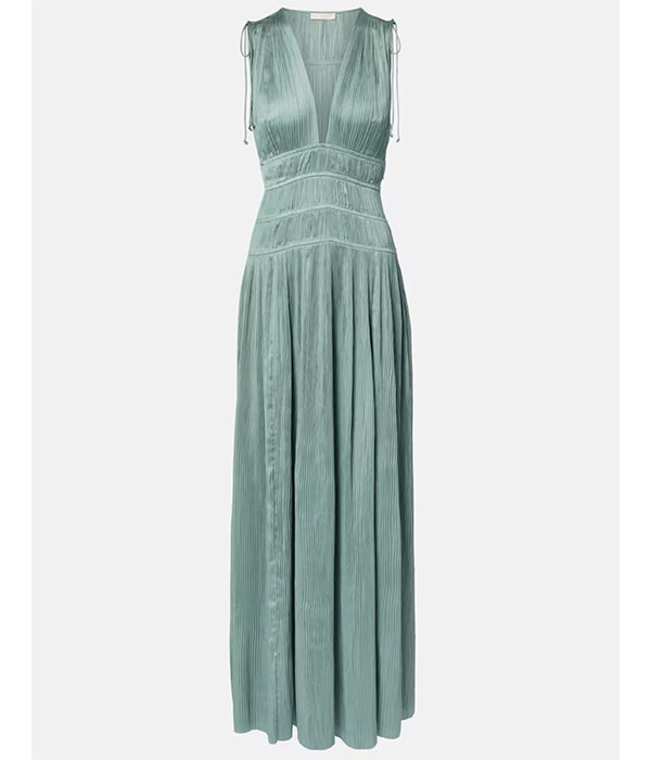 Tasneem Deep V Gown - Sea Glass