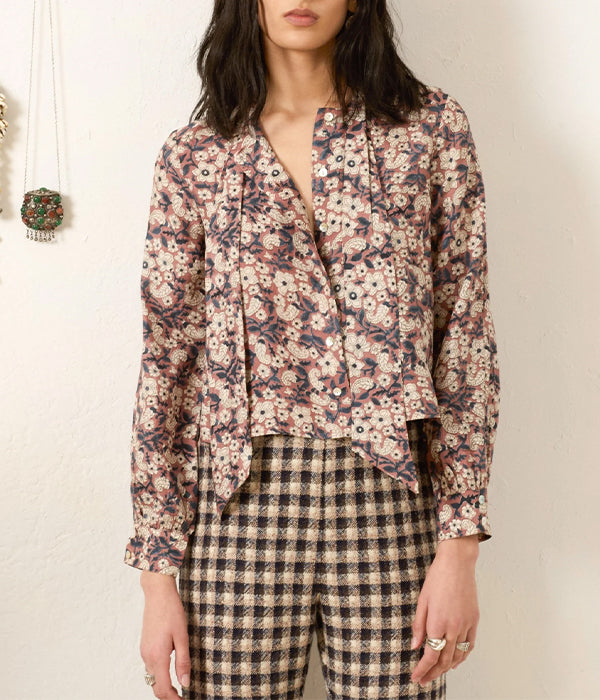Chancery Sepia Floral Shirt - Nude