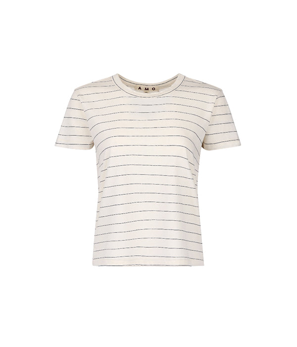 Lovey Tee- Bone/Grey Stripe
