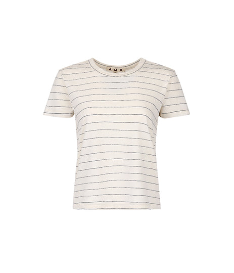 Lovey Tee- Bone/Grey Stripe