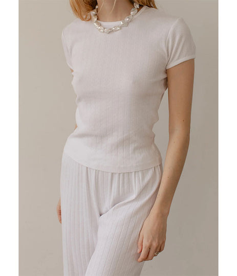 The Pointelle Baby Tee - Powder