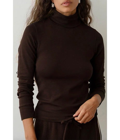 The Baby Rib Turtleneck - Espresso