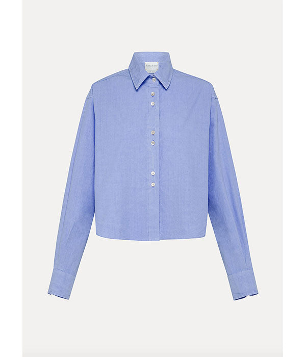 Poplin Cropped Shirt - Glacier