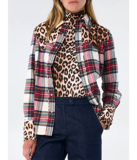 Western Shirt - Mix Red Green Ecru Tartan