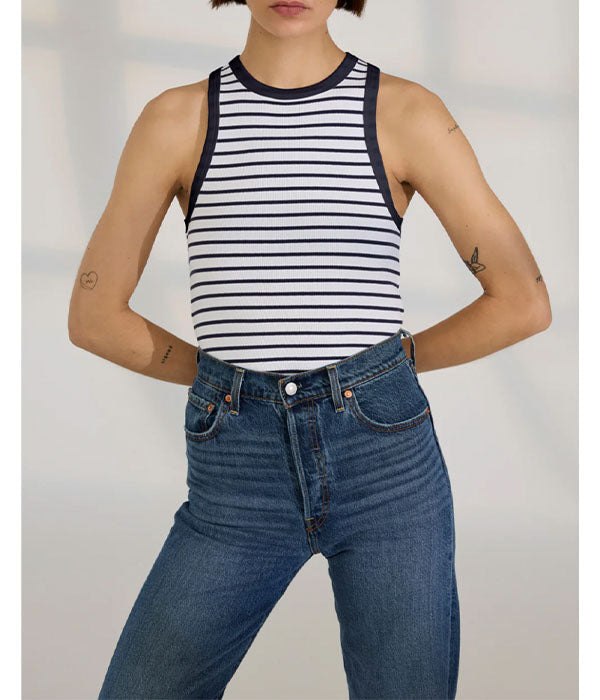 The Not So Basic Tank - Navy Stripe