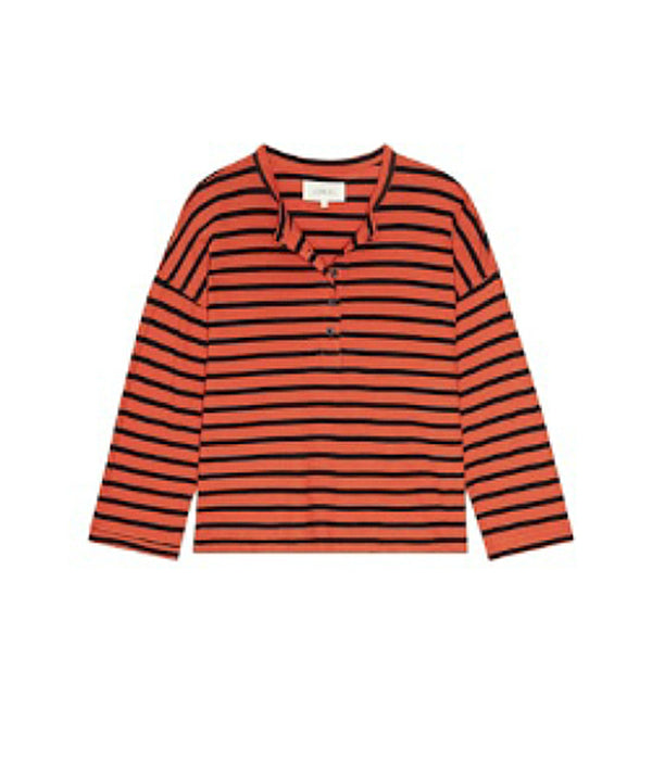 The Shrunken Henley - Hot Red Naval Stripe